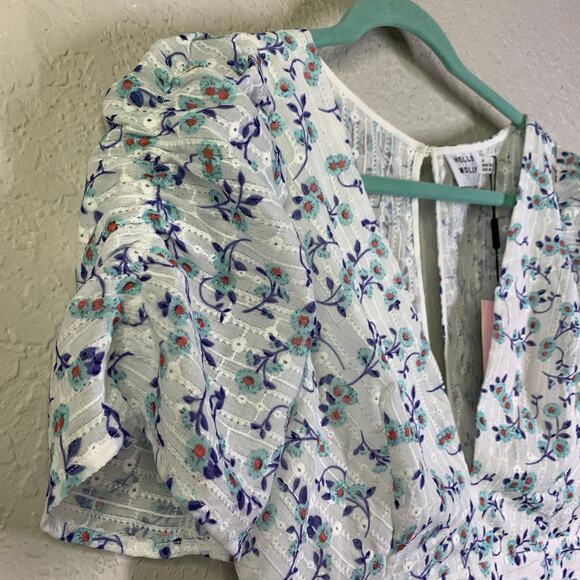 HELLO MOLLY Dress 8 Flower Garden VNeck Keyhole Back Hidden Zipper Ruched Sleeve - Picture 8 of 16